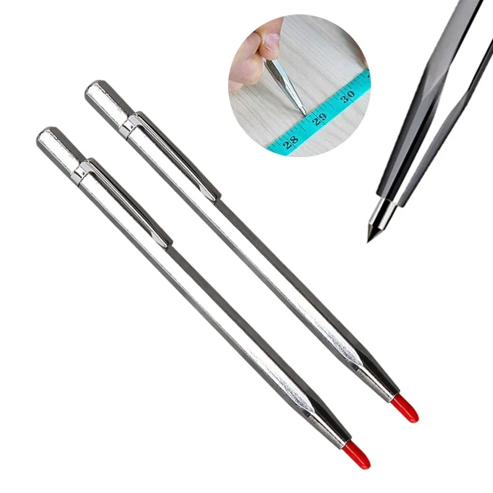 2pcs Scribe Pen Metal Tile Lettering Pen Diamond Glass Cutter Carbide Engraver Glass Knife Scriber For Glass Tile Cutting