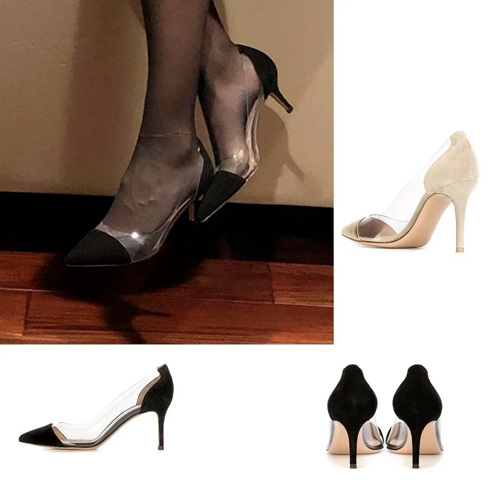 Women Pumps Fashion 2026 Spring Autumn Sexy Transparent PVC 9cm Pointed Toe Slip-on High Heels Female Party Dress Wedding Shoes