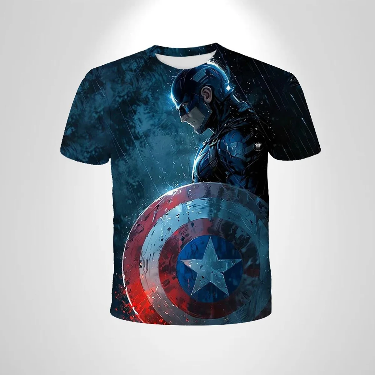 Disfraz de verano para niños de Marvel, superhéroe "Capitán América", camiseta cómoda de manga corta transpirable informal con estampado 3D