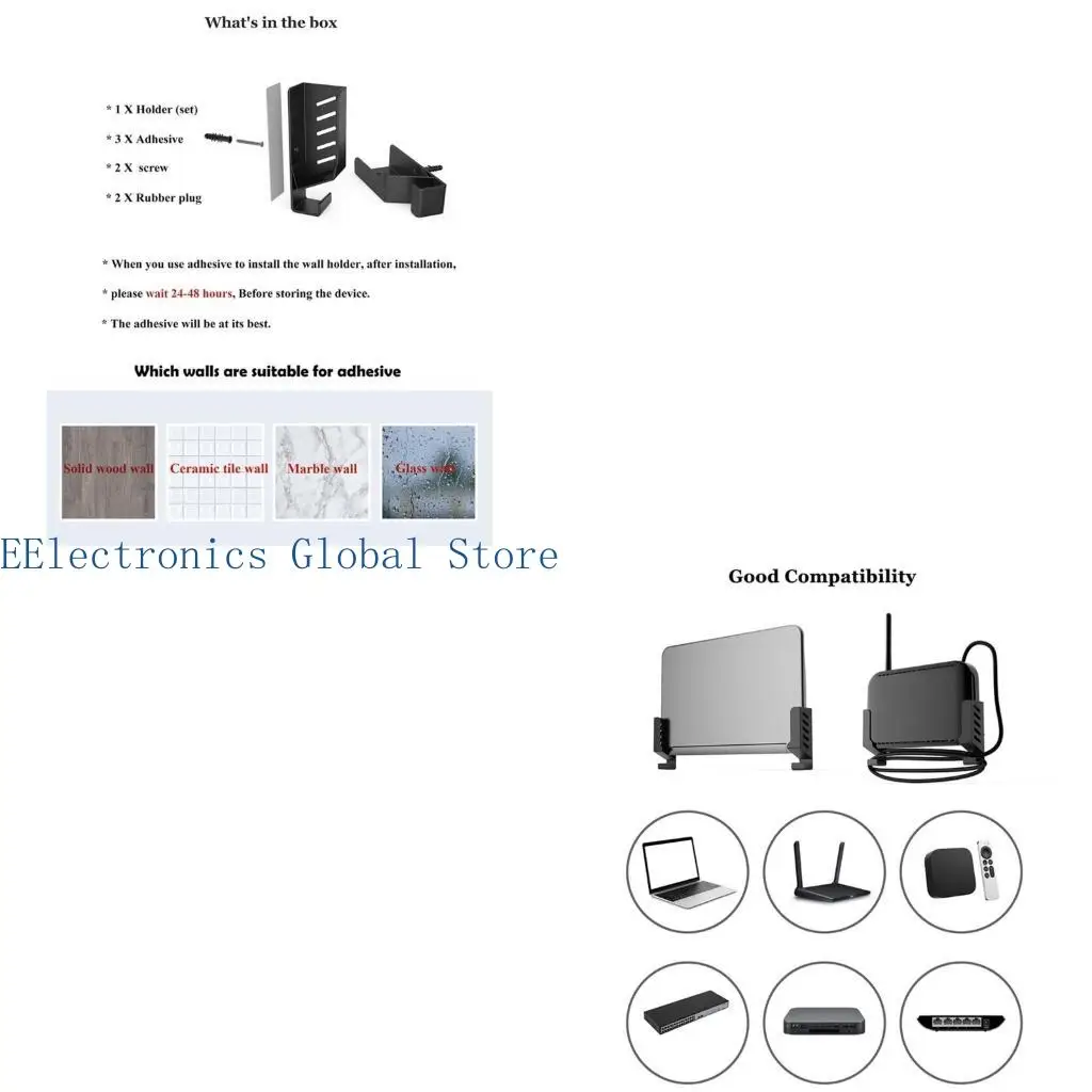

462B Adjustable Routers Stand Wall Mount for TV Boxes Laptops and More Holds Devices