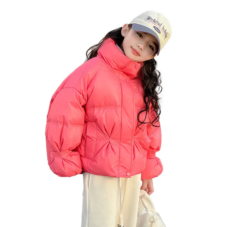 Girls' short children's stand-up collar candy sleeve jacket large padded jacket for children