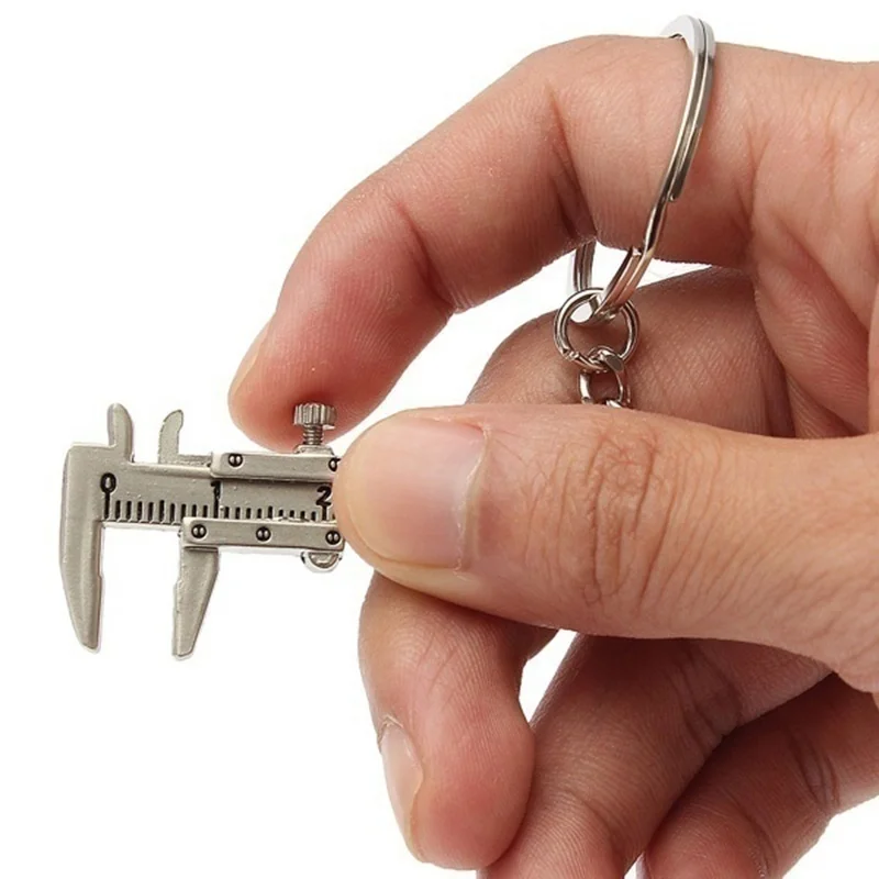 Portable Mini Metal Ruler Vernier Caliper Ruler Key Chain Movable Vernier Caliper Ruler Model Keychain Creative Gift