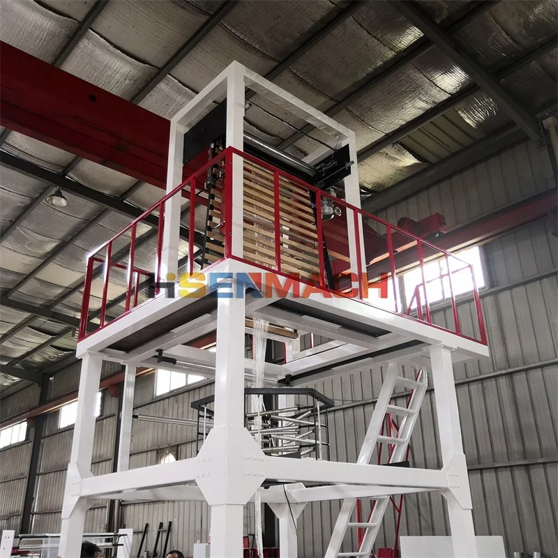 Rotary Die Head High Speed Double Rewind Ldpe Plastic Bag Film Blowing Machine Plastic Extruder