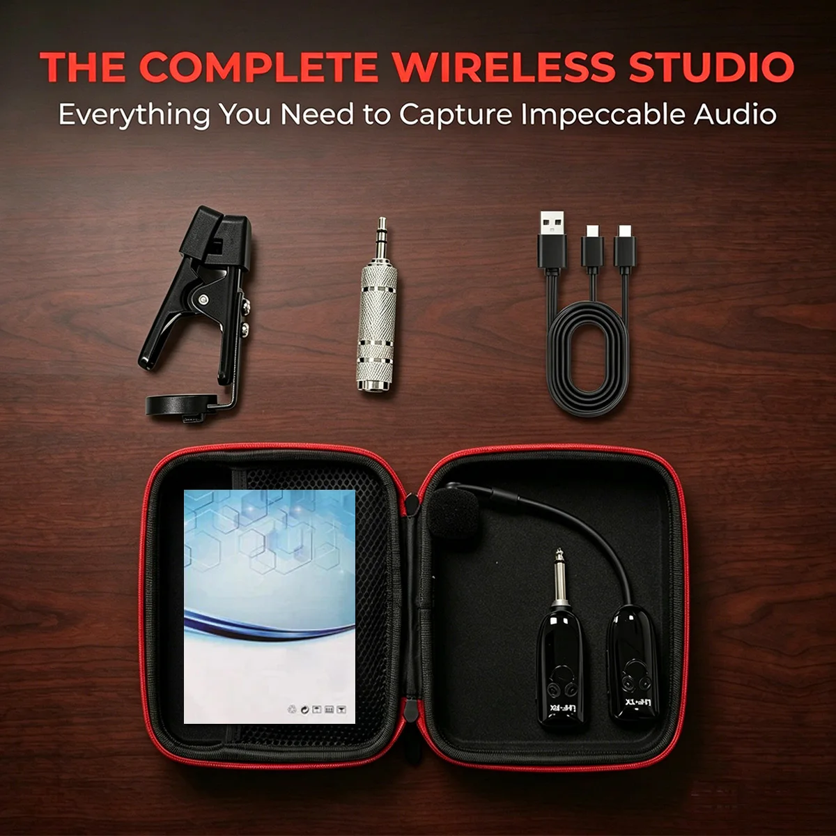 Miwayer UHF Wireless Sax Mic System – Metal Clip, High-Fidelity Capsule, 6.35mm Plug + 3.5mm Adapter, for Stage Practice view 3