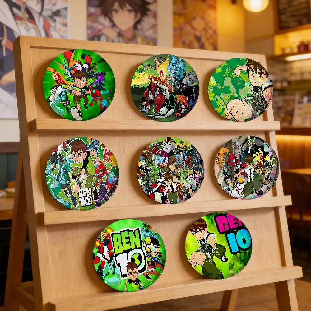 Cartoon B-Ben 10 For Badge Personalized Custom Laser Reflective Badge Hologram Metal Enamel Pin Brooch Souvenir Gift