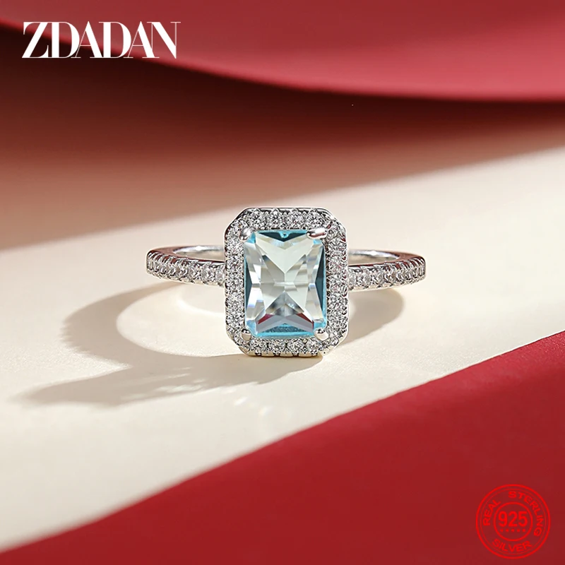 Authentic 925 Sterling Silver Square CZ Finger Ring