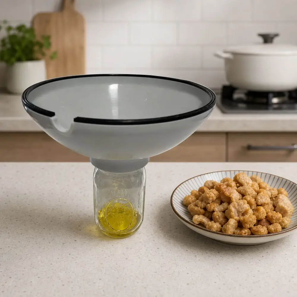 Multi-functional Fine Mesh Kitchen Grease Drainer Side Outlet Large Size Grease Colander Plastic Food Strainer Bottle