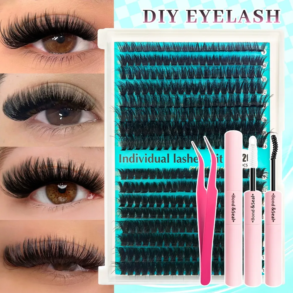 16 Rows 9-16mm Length False Eyelashes Natural Look Bond and Seal 3D Faux Mink Lash Cluster Design Wispy Style