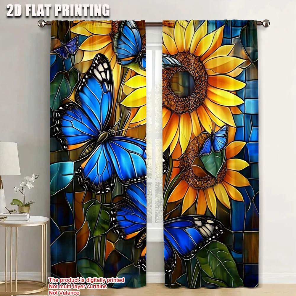

2pc, Drapes sunflower (3) Versatile Fabric,Without Electricity Family Party for Apartment decoration