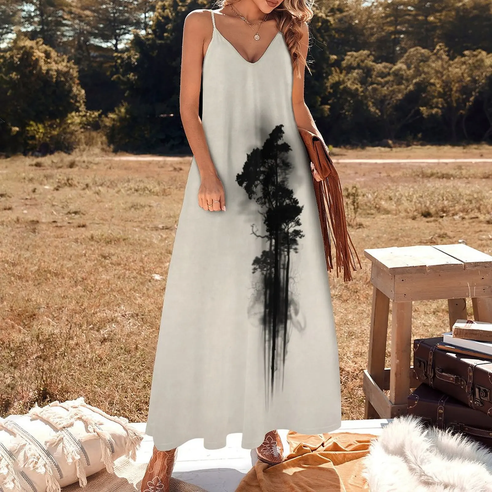 Enchanted Forest Sleeveless Dress Aesthetic clothing Elegant gown Women's evening dress