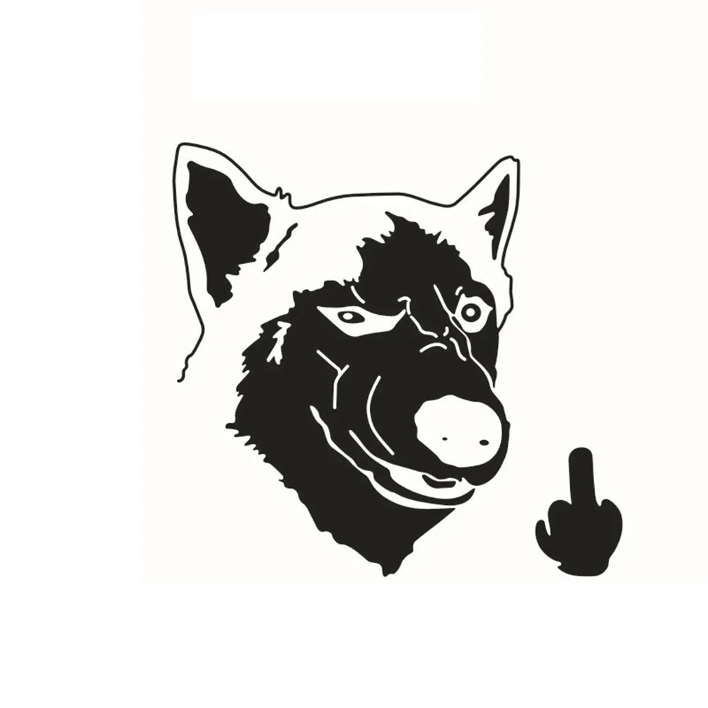 1 piece Funny Cool Serious Husky Dog Flipping Finger Car Truck SUV Laptop Sticker Decal car accessories 14.2cm x 13.7cm