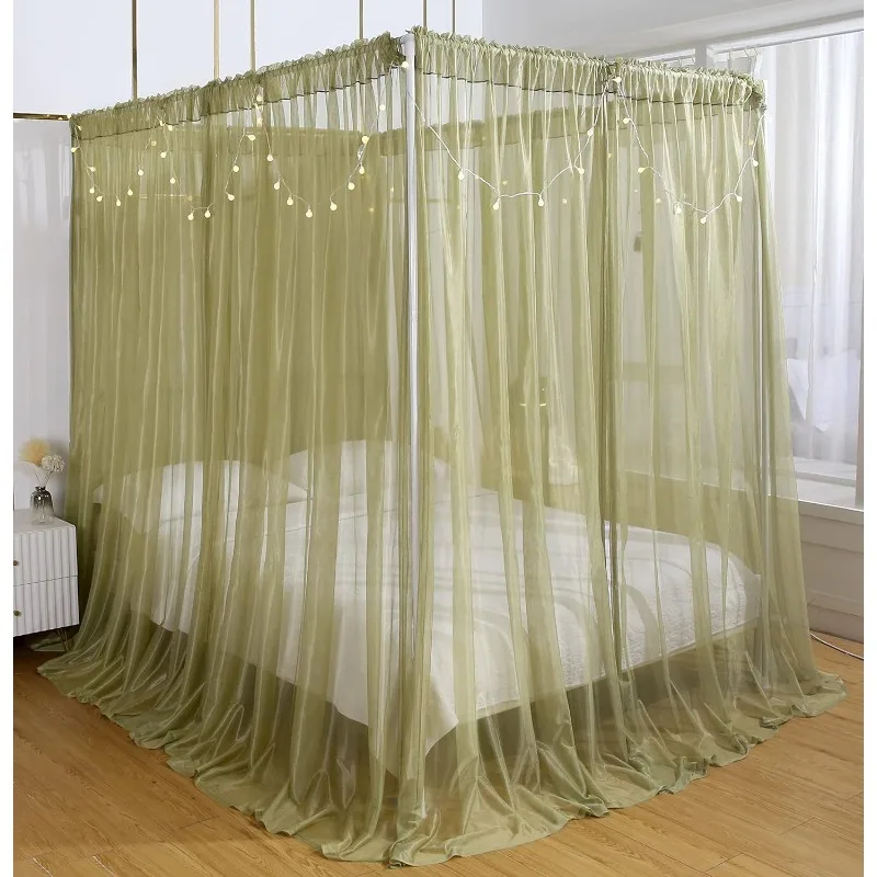 

Canopy for Girls Room Bed Curtains Sheer Curtain for Twin Full Queen Size Bed Drapes,8 Panels Canopies with Light,Room