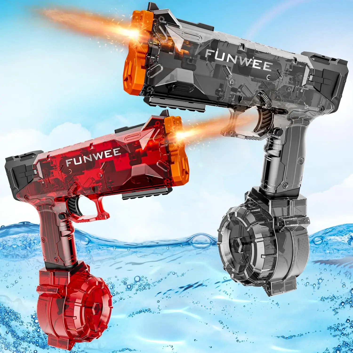 

Электрические водные пистолеты 2025 года, обновленные, светящиеся, для взрослых и детей, с большим объемом бака, дальнобойные, для игр на открытом воздухе и в бассейне