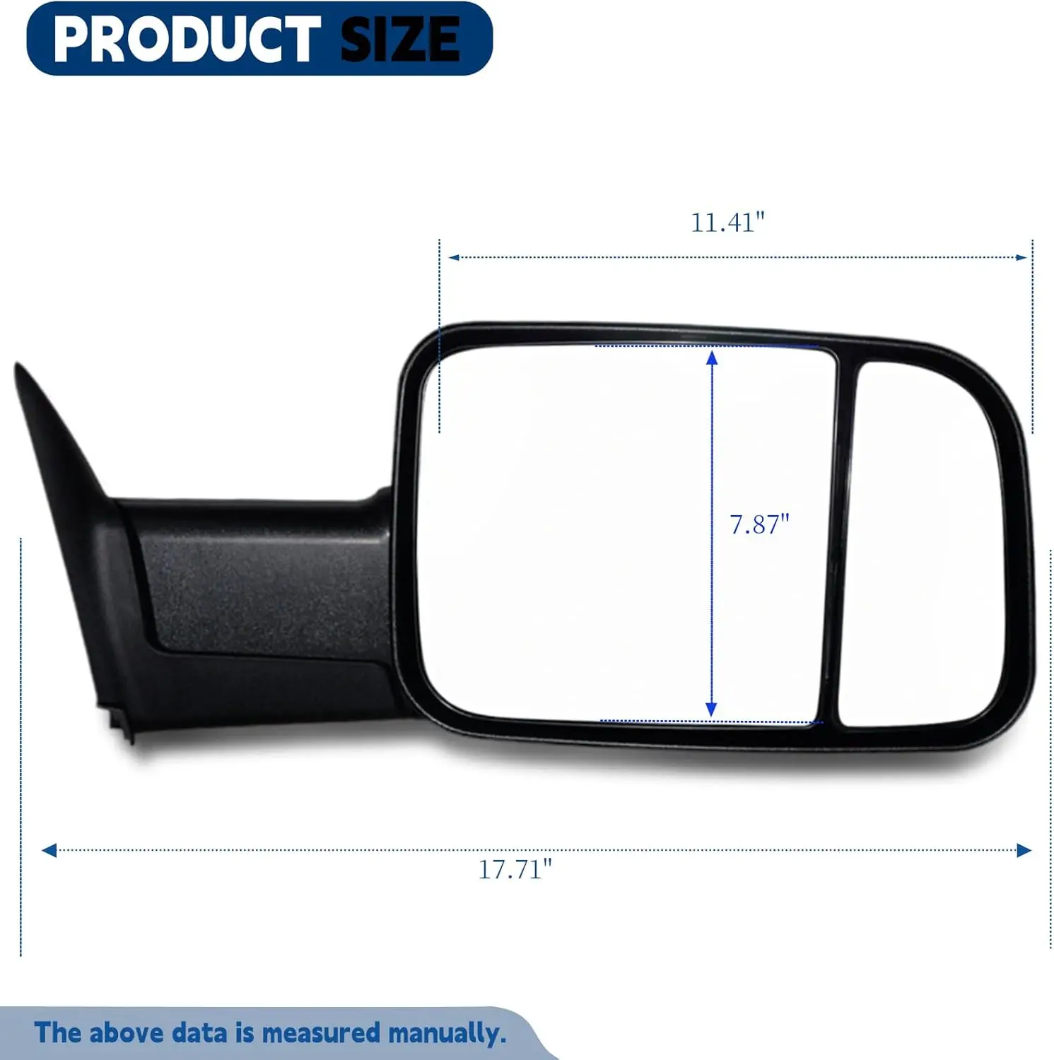 Towing for 94 - 01 Dodge Ram 1500 and 94 - 02 Ram 2500 3500, Plastic Material, Black Color, Manual Adjusted Side Set