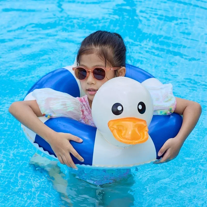 Gestreifte Ente Baby Aufblasbare Spielzeug PVC Cartoon Verdickte Schwimmen Ring Sommer Pool Strand Aufblasbare Schwimmende Wasser Spielzeug