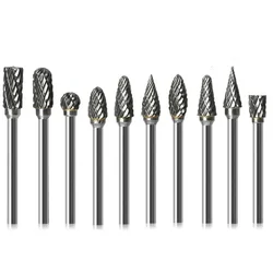 3x6mm Tungsten Steel Carbide Burr Cutter Rotary Tool Burr Double Diamond Cut Rotary Polishing Tools Wood Metal Polishing