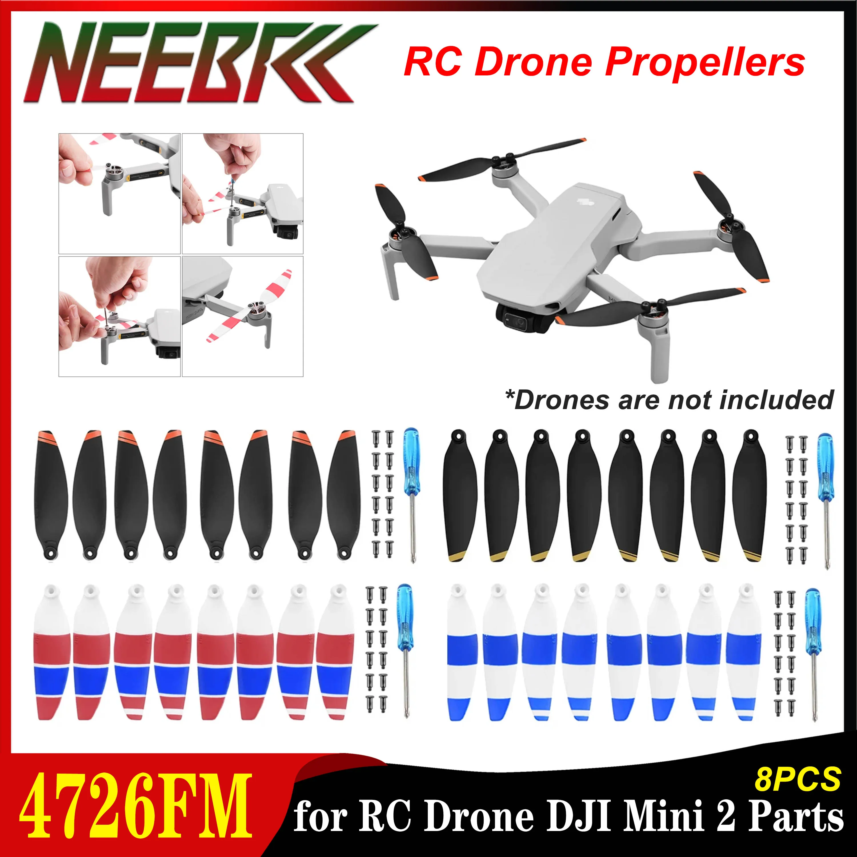 

8PCS 4726FM RC Drone Propellers Blade Low Noise Light Weight Replacement Wing Fans Spare Suitable for DJI Mini 2 Accessories