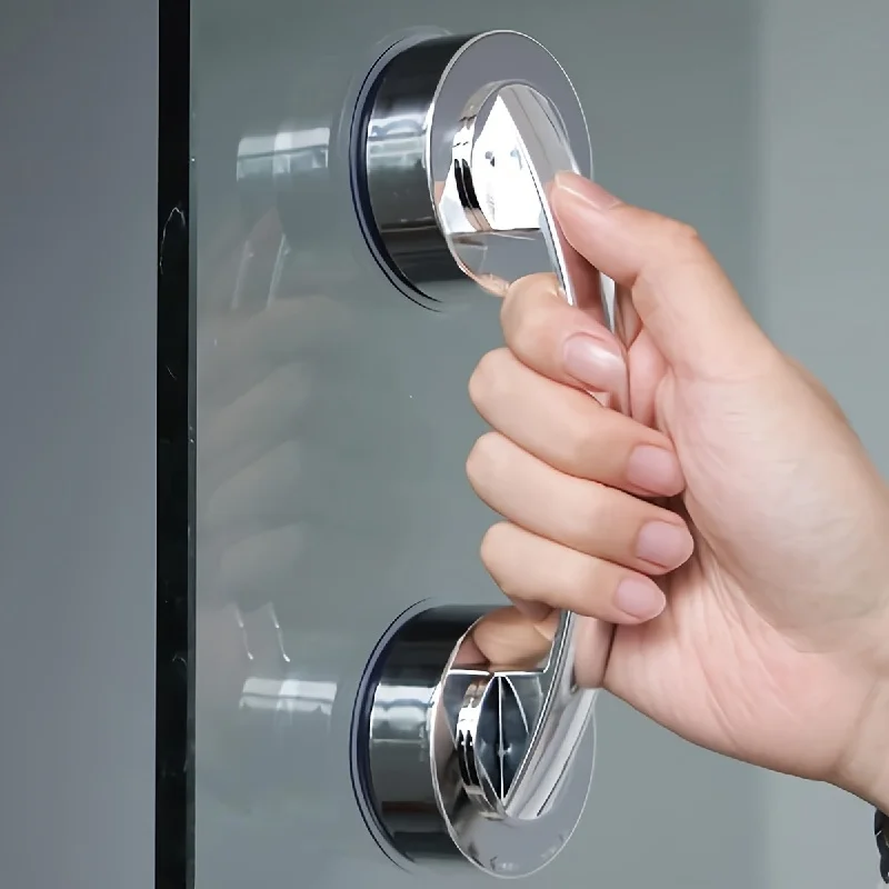 Strong Suction Cup Glass Door Handle,Drill-free Washable Reusable Handles for Bathroom Sliding Doors,Windows Cabinets,Wardrobes view 3