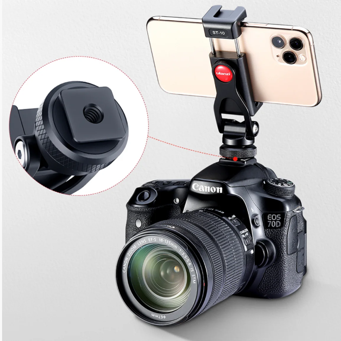 オリジナルUlanzi ST-10メタルフォンホルダーVlogデュアルコールドシュー多機能フォンデスクトップスタンド360 °   写真ライブストリーミング