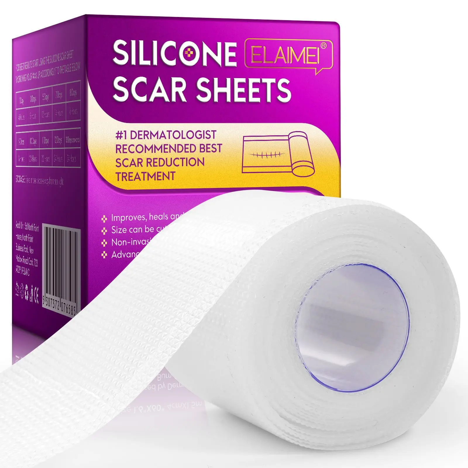 1 Roll Invisible Silicone Scar Sheets , 4cmX150cm Self-Adhesive Scar Cover Tape Reusable and Effective Skin Care Strips