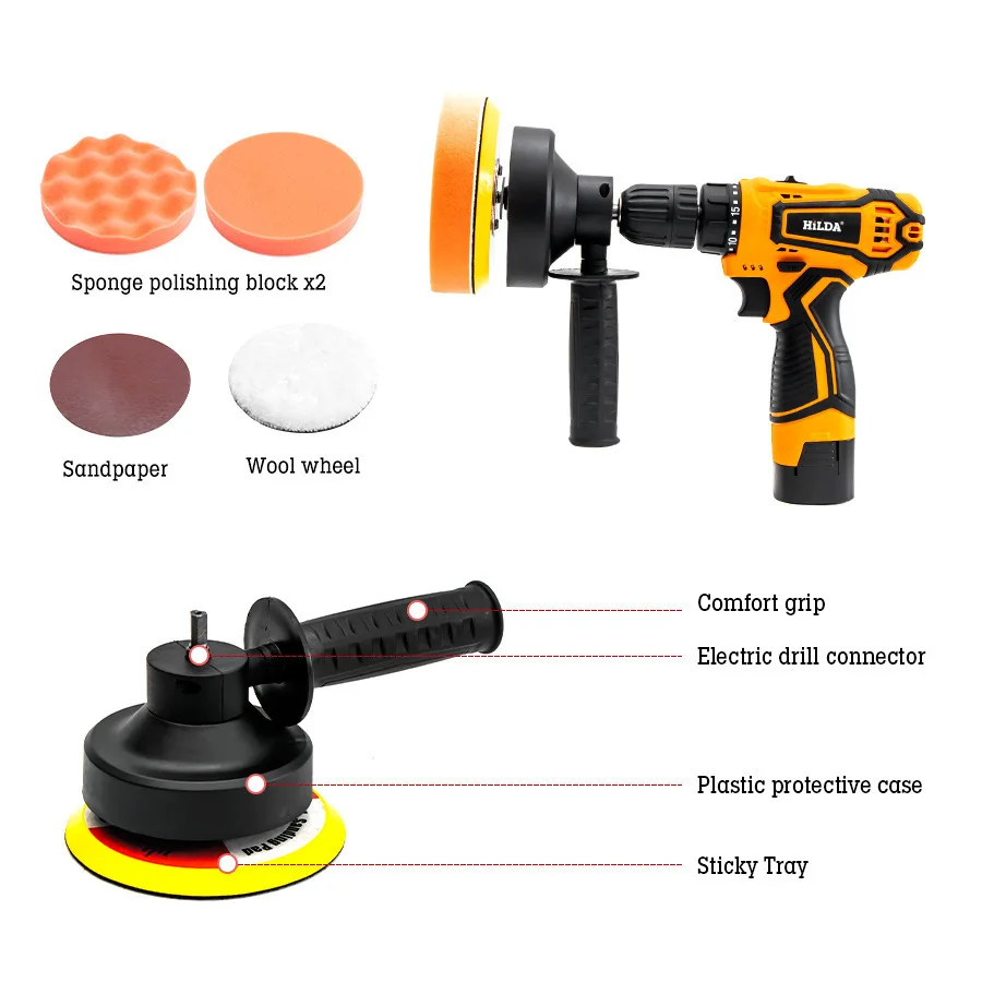Electric Drill Polishing Conversion Head, Drill Buffer Adapter Attachment for Car Waxing Polishing & Surface Grinding