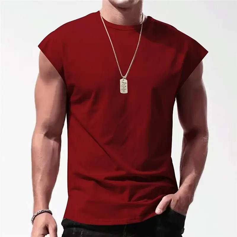 2024 New European and American Cross border Men\'s Wide Shoulder Tank Top Printing Trend