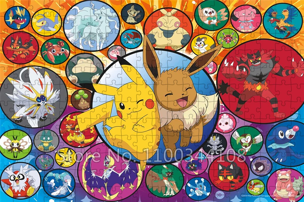 Pokemon Characters Wooden Puzzle Cartoon Cute Pikachu Eevee Jigsaw Puzzles Children's Education Handmade Toys Diy Kids Gifts