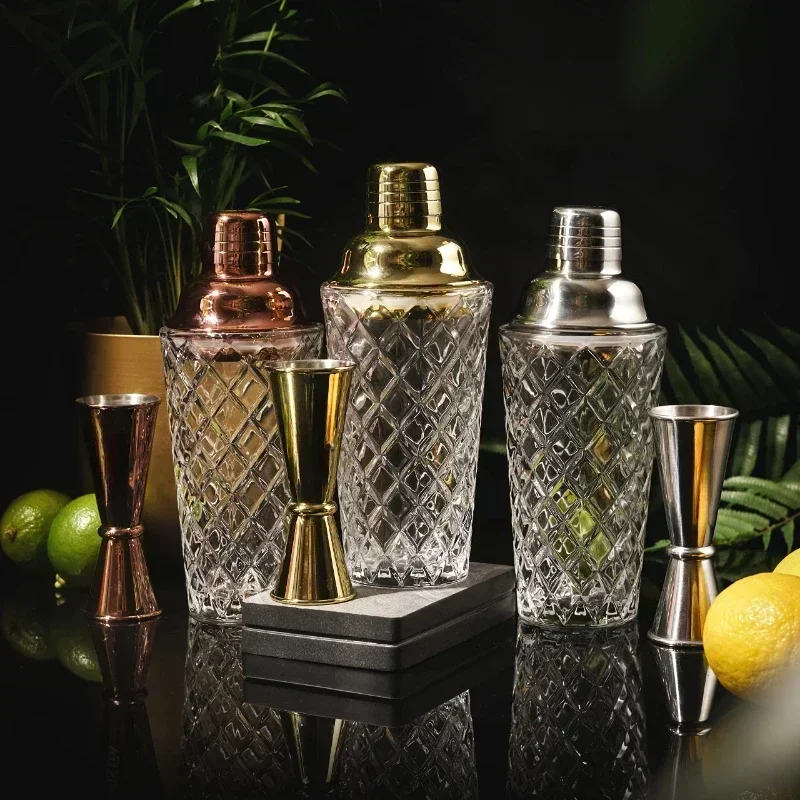 2026 Unique Glass Cocktail Shaker Kit 13 Ounce Martini Mocktail Making Set With Leakproof Metallic Steel Lid For Home Use Bar Ca