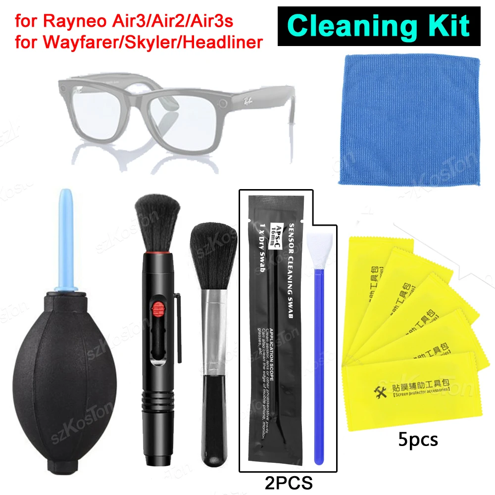 Lens Cleaning Kits for Rayban Meta AI Glasses for Rayneo Air3/Air2/Air3s AR Glasses Multi-functional Cleaning Tool Accessories