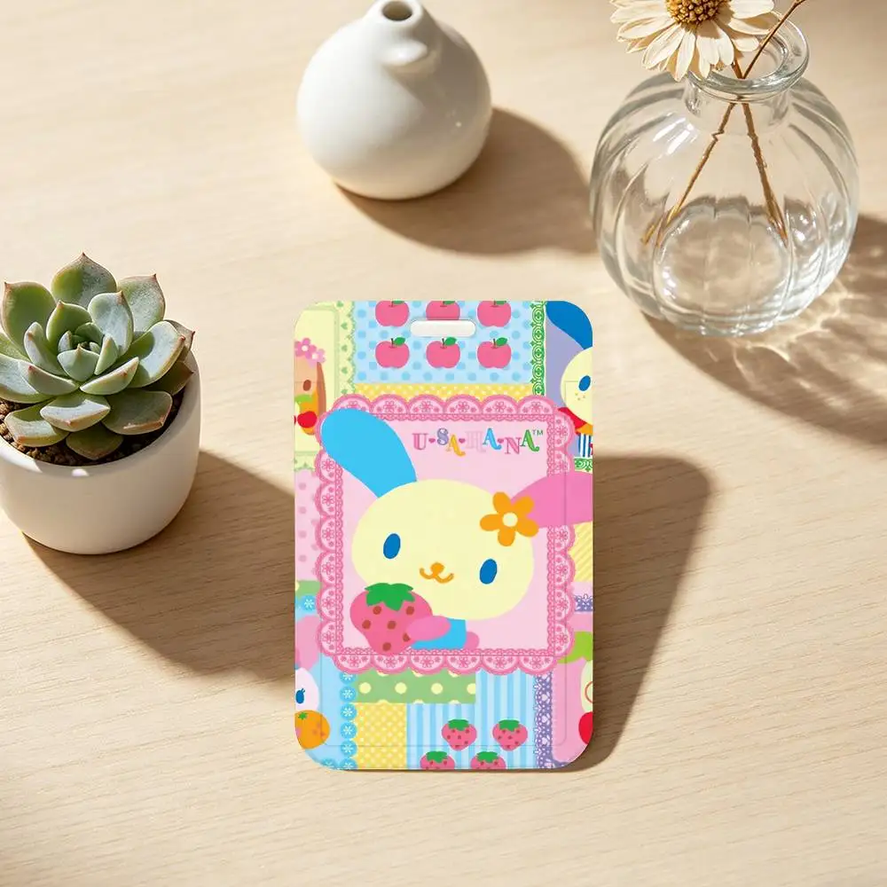 Cartoon U-USAHANA Cute ID Badge Holder With Lanyard Neck Strap For Office School Name Card Credentials Case
