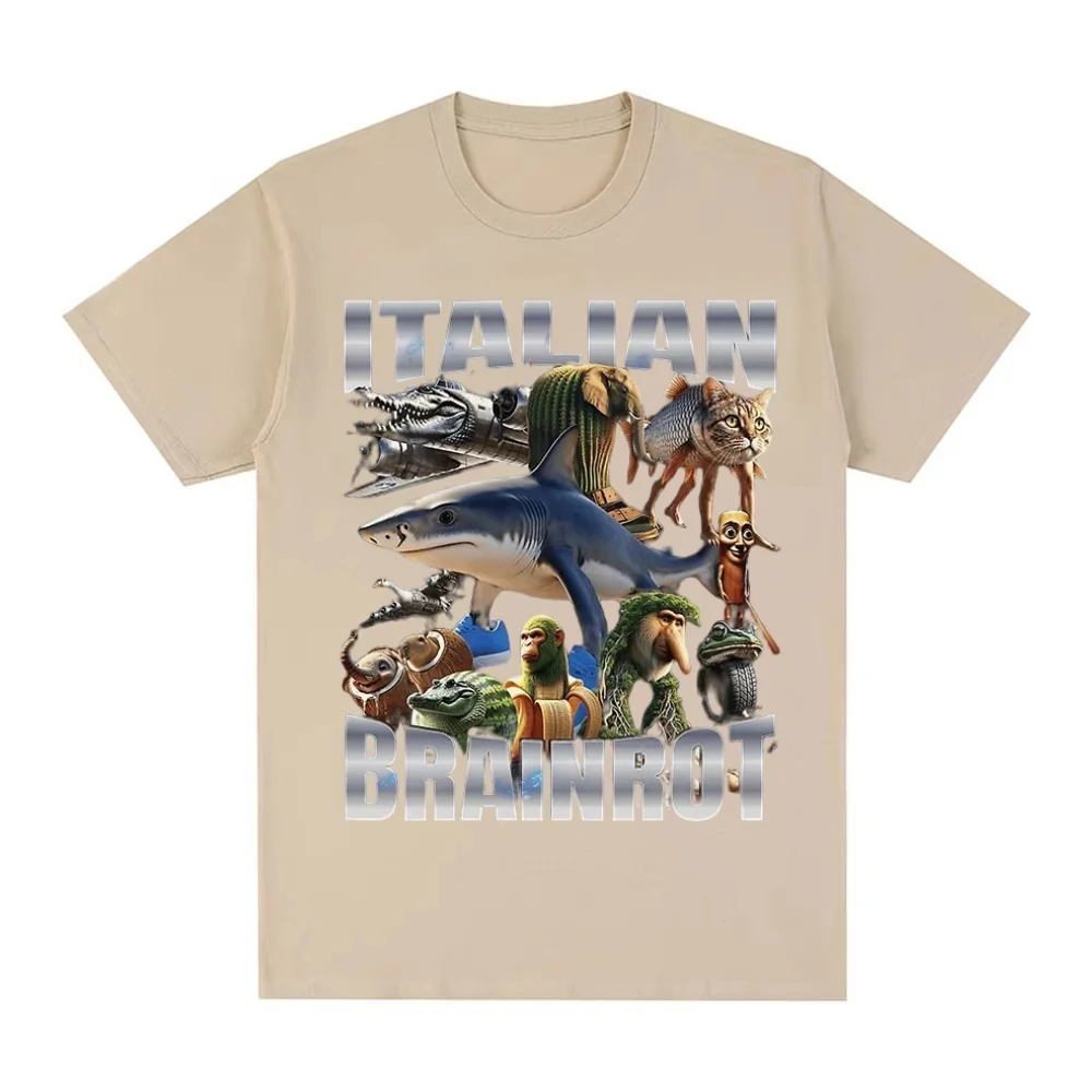 

Summer ITALIAN BRAINROT Printed Short Sleeves Italian BrainrotFun Printed Cotton T-shirt Commuter Sports Short Sleeves Unisex