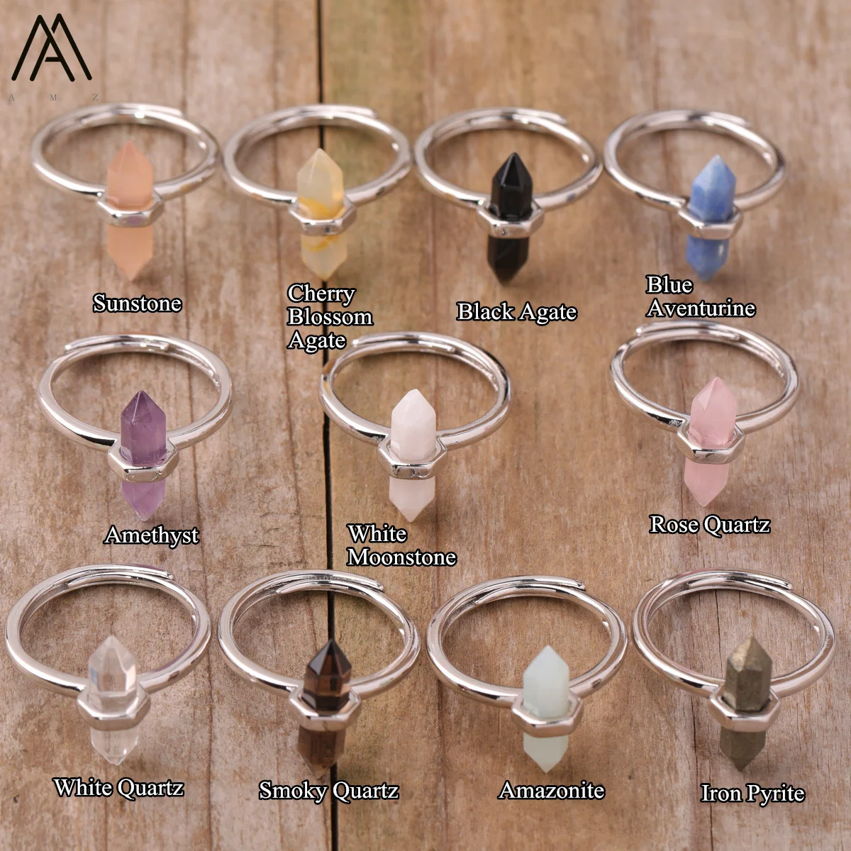 Luxus Frauen Sechseckigen Stein Finger Ringe Rosen Ametysts Kristalle Einstellbare Ringe Designer Ring Jahrestag Hochzeit Schmuck – Detail 3