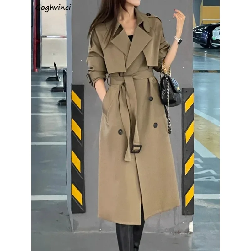Long Coat Elegant Female Lapel Windproof Autumn Trench Coats Women British Breasted Classic