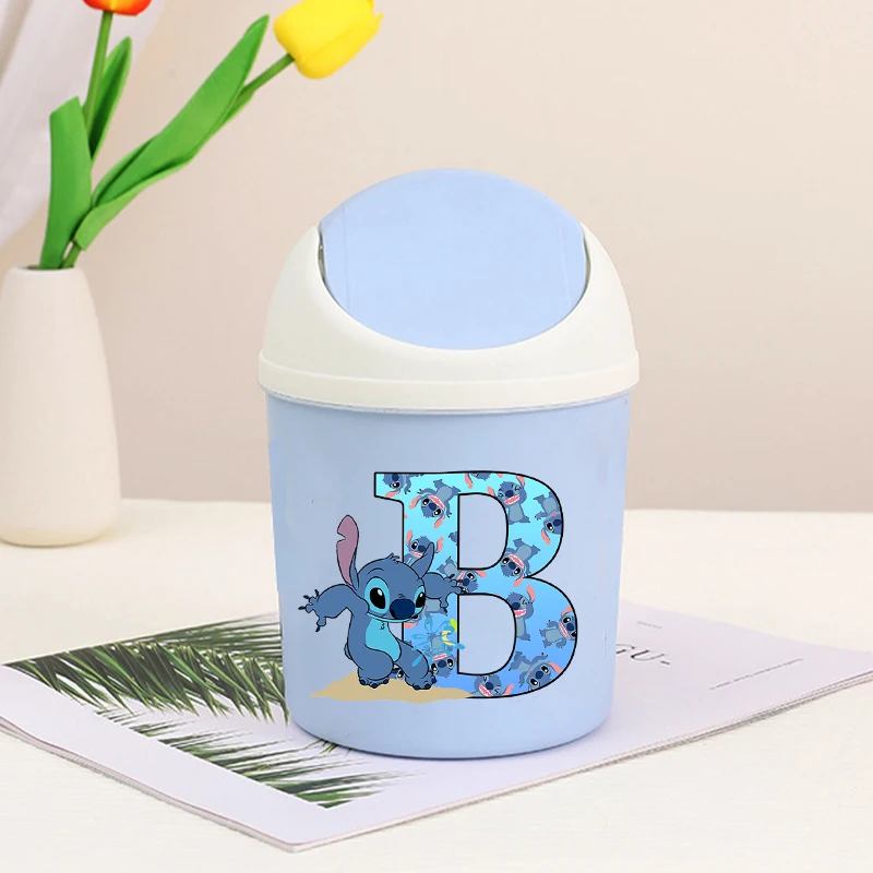 غرزة صندوق سطح المكتب الصغير مع غطاء الكرتون رسالة مطبوعة سلة المهملات الصغيرة غرفة نوم موضة القمامة يمكن تنظيف صندوق تخزين مساحة العمل #3