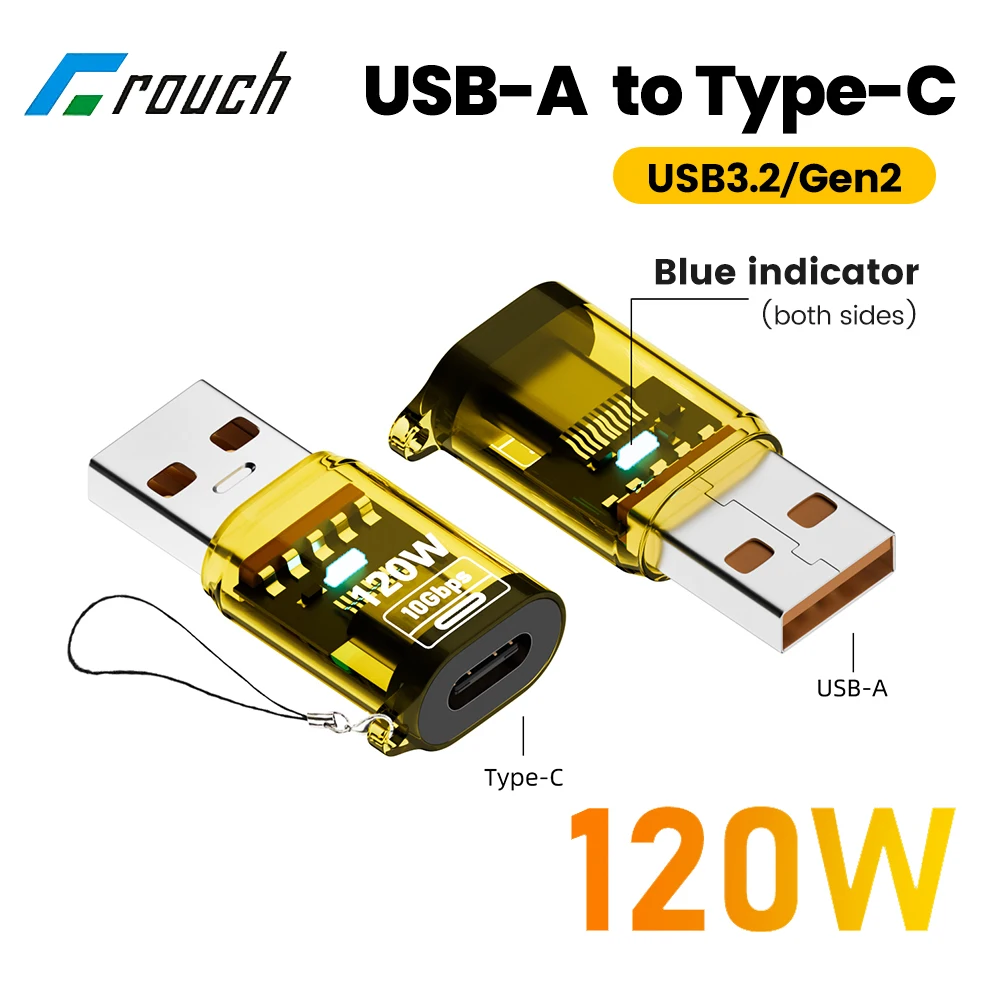 

120W USB3.2 OTG Adapter USB Male To Type C Female Connector Fast Charging Data Transfer Headphone Converter for iphone 15 16