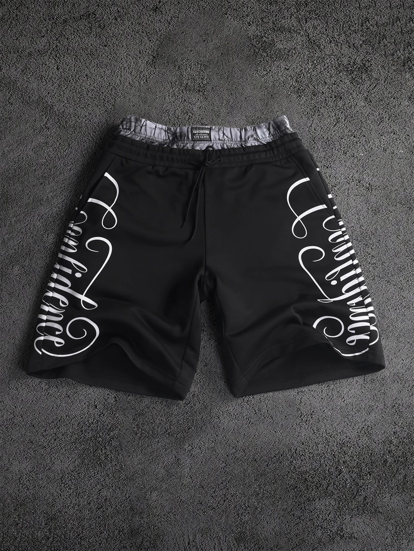 Herren Oversize Streetwear Shorts Marke Dual Waist Cursive Letter Print Polyester Schwarz Mehrfarbig Shorts S-2XL Alle Größen 1 Stück – Detail 6