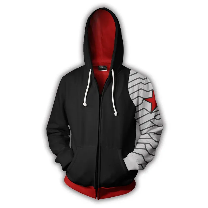 NewFans Wear Sweatshirts 3D Printed Hoodies Winter Soldier  Zip Up Sweatshirt for Movie Fans2025