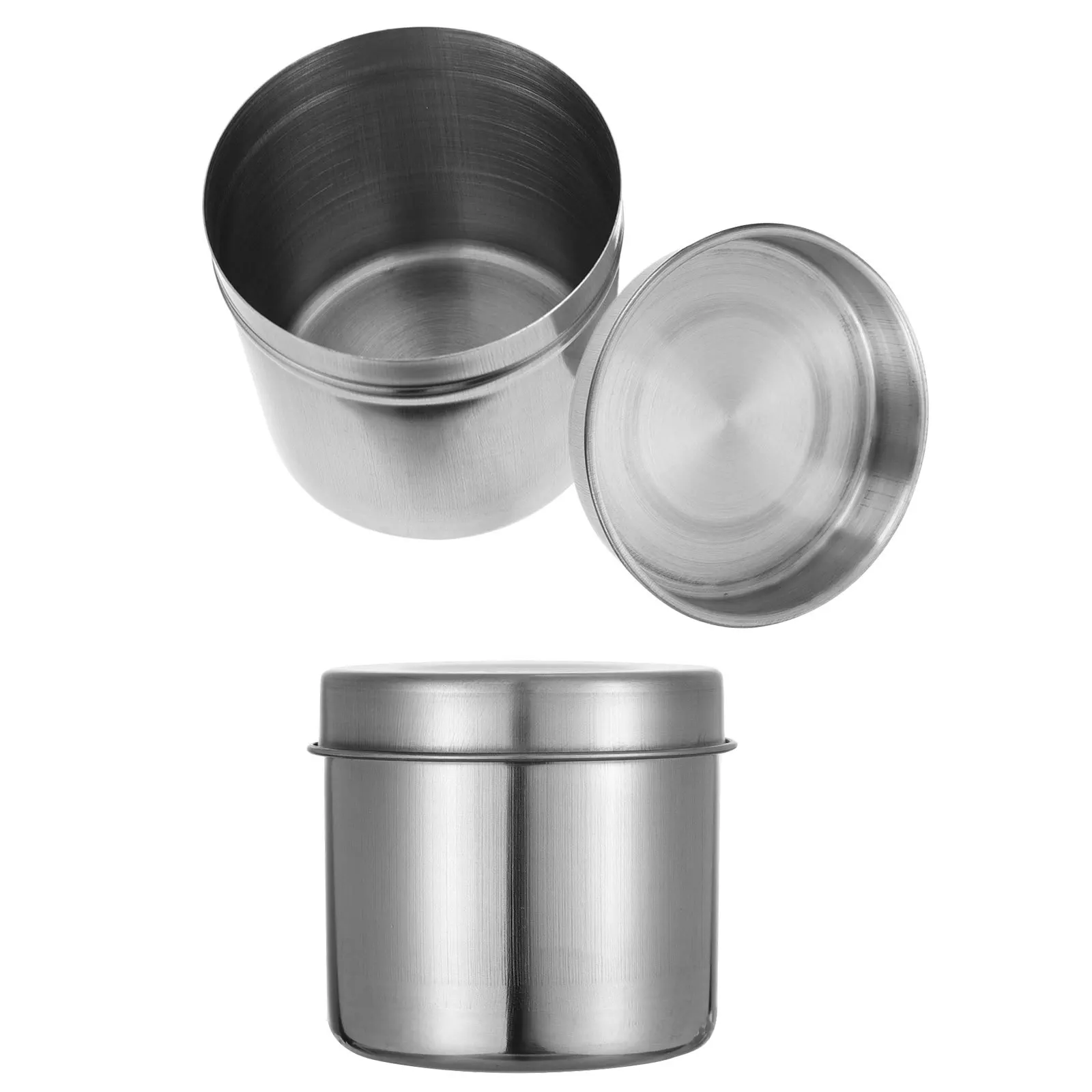 

2pcs Stainless Steel Airtight Storage Canisters Food Containers For Coffee Tea Seasoning Multifunctional Household Metal Jars