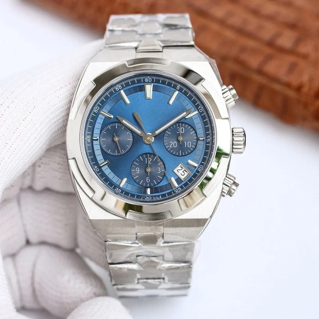

Fully Automatic Multifunctional Mechanical Watch Silver Case Blue Dial Diameter 41MM