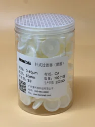 IKEME 100 Pieces Hydrophilic Acetate Fibre CA Membrane Syringe Filter 25mm 0.45um Lab Needle Filter