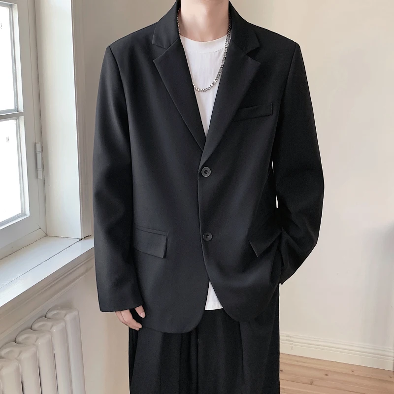 Spring Men Black Handsome Blazers Men Leisure Loose Suit Jacket Trendy Male Streetwear All-Match Korean Casual Blazer