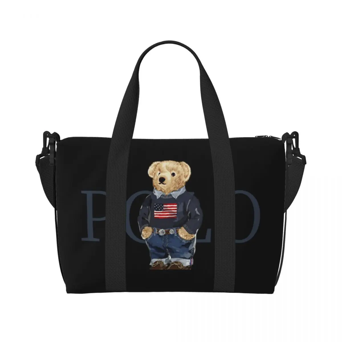 Ralph Bear Women Men Travel Crossbody Bag Carry On Luggage Bag Men Tote Large Capacity Weekender Gym Sport Holdall