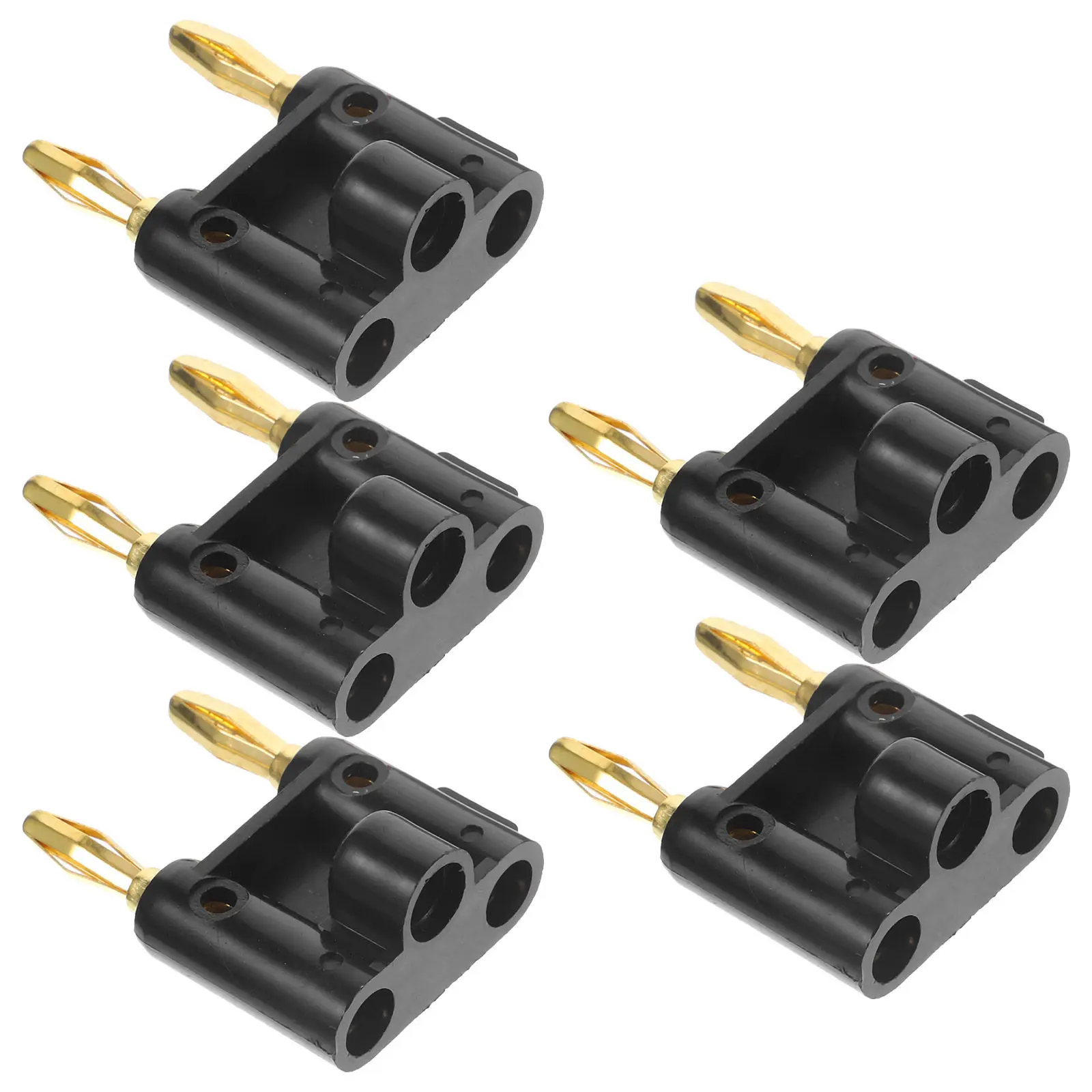 

5Pcs Heavy Duty Dual Row Double Banana Plug Connectors Gold Plated for Speaker Wire Audio Systems Stereo Binding