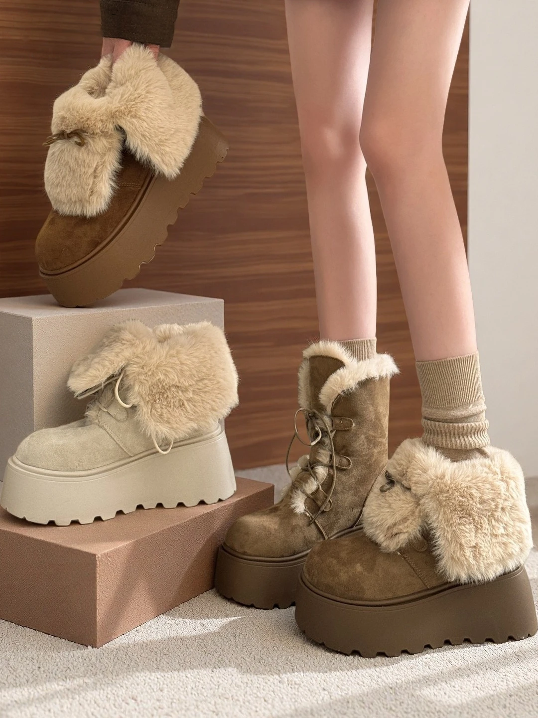 

Теплые зимние ботинки Thi Bot, женские зимние ботинки до середины икры на подкладке, уличные, Cotton oes, противоскользящие, корейские, без рукавов