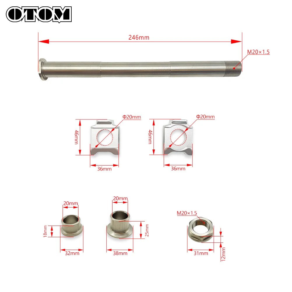 For Ultra Bee Motorcycle Rear Wheel Axle with Nut Bushing Chain Adjuster Block for Surrond Electric Bike Part