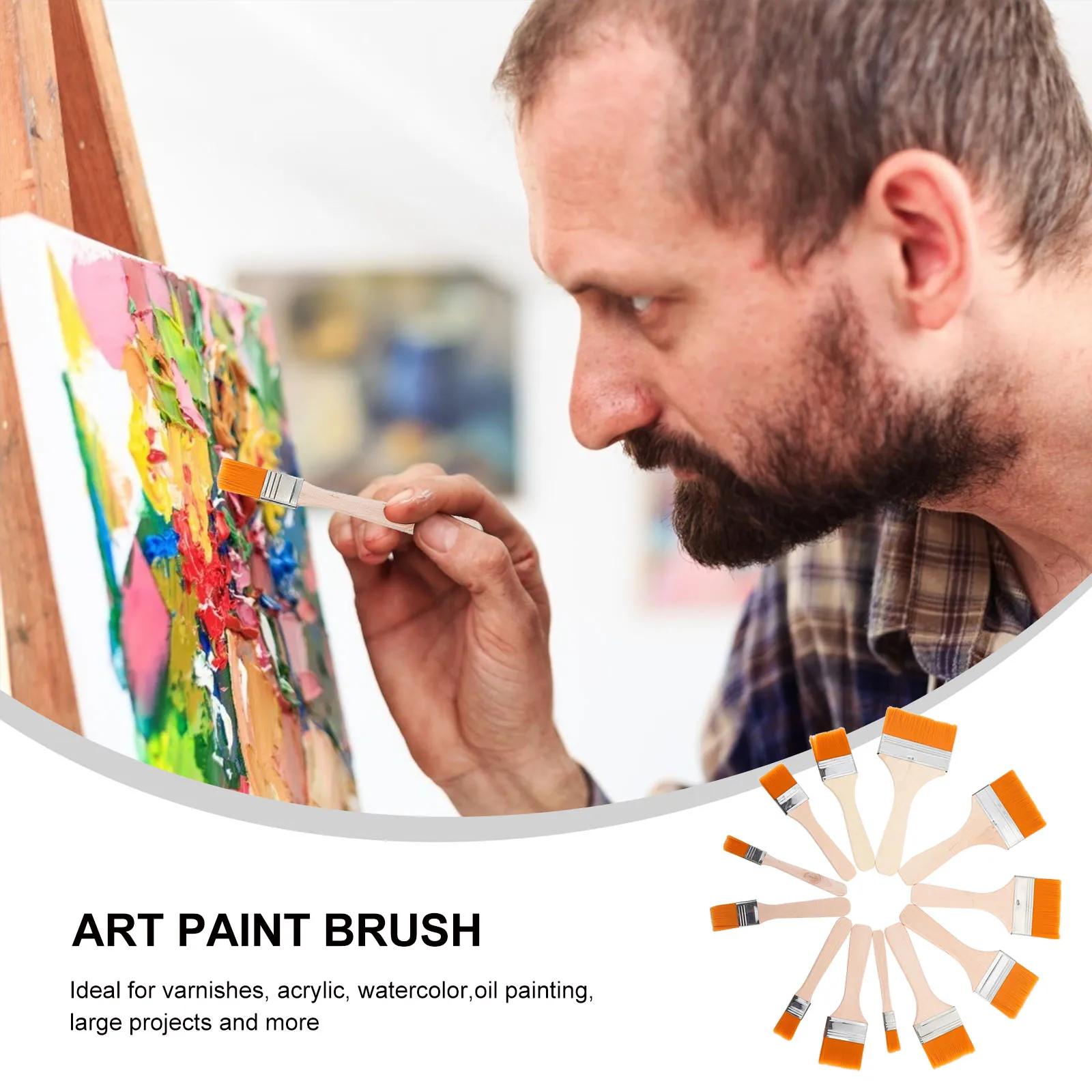 

12pcs Oil Painting Brush Kids Nylon Hair Flat Paintbrush Diy Graffiti Set For Art Craft Watercolor Varnish Easy Clean Safe