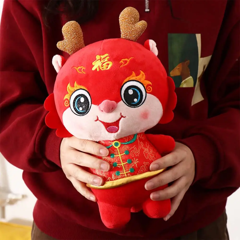 Schattige Gevulde Draak Jaar PP Katoen Zacht Tang Pak Draak Jaar Mascotte Lucky Kawaii Lucky Dragon Pop Knuffels Meisjes Speelgoed