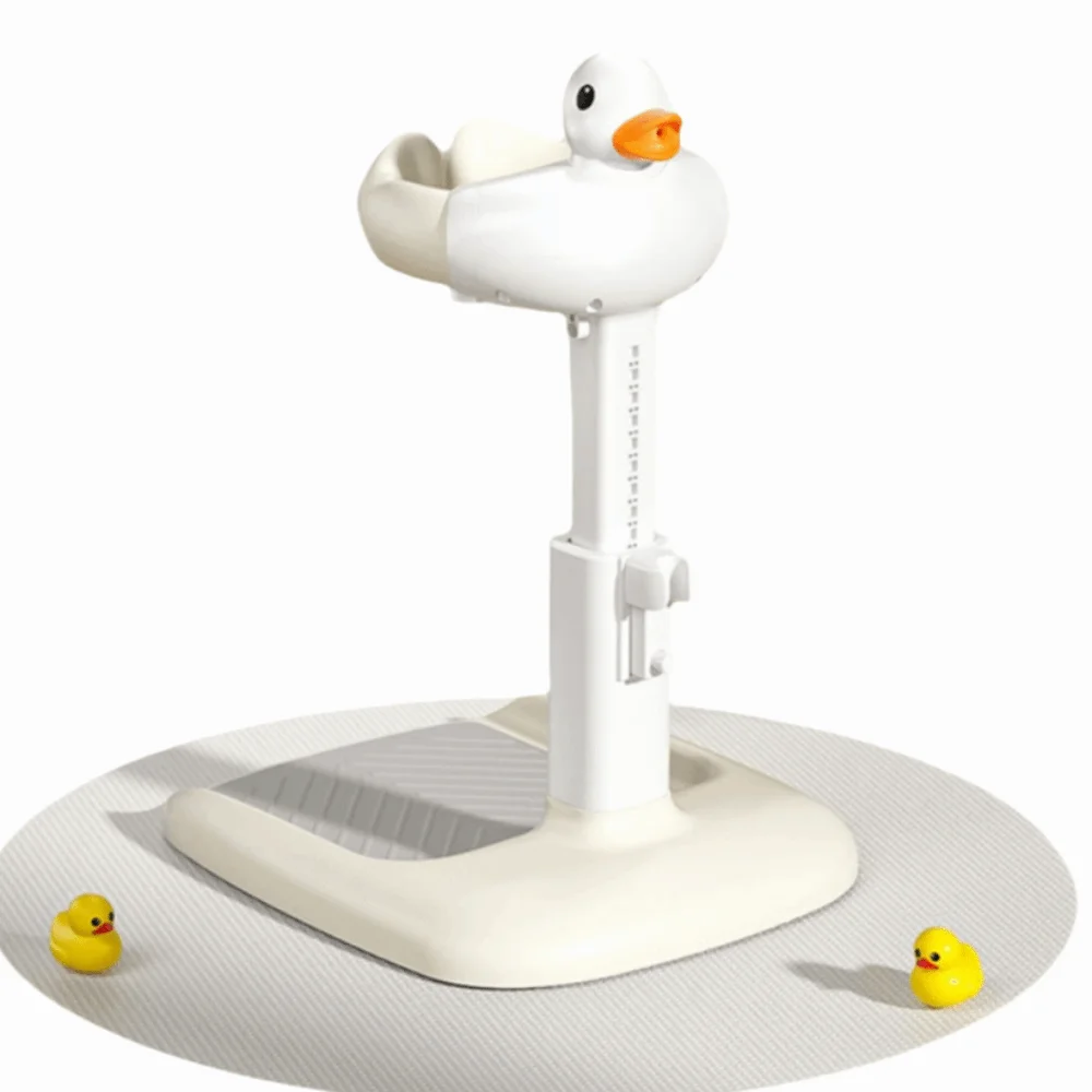 Adjustable Height Baby Standing Bath Tool Cartoon Folding Baby Bath Stand Anti-Crush Duck Baby Shower Stand Toddlers