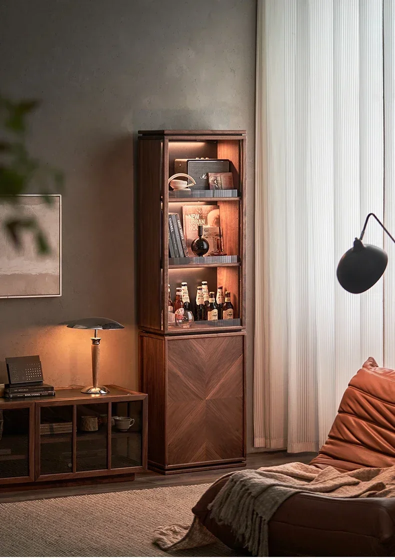 

TTSУзкий книжный шкаф из массива дерева, письменный стол, встроенный черный орех, выдвижной шкаф