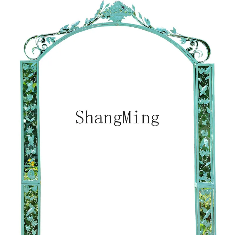 رف قوس من الحديد المطاوع بتصميم عتيق من FG، حامل زهور بإطار كرمة للتسلق، فناء مقوس، البستنة الخارجية